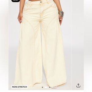 Cream/ yellow Wide-Leg Pants